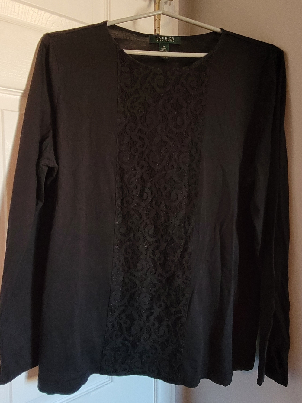 Lauren Ralph Lauren Black Women's Top with Lace Trim